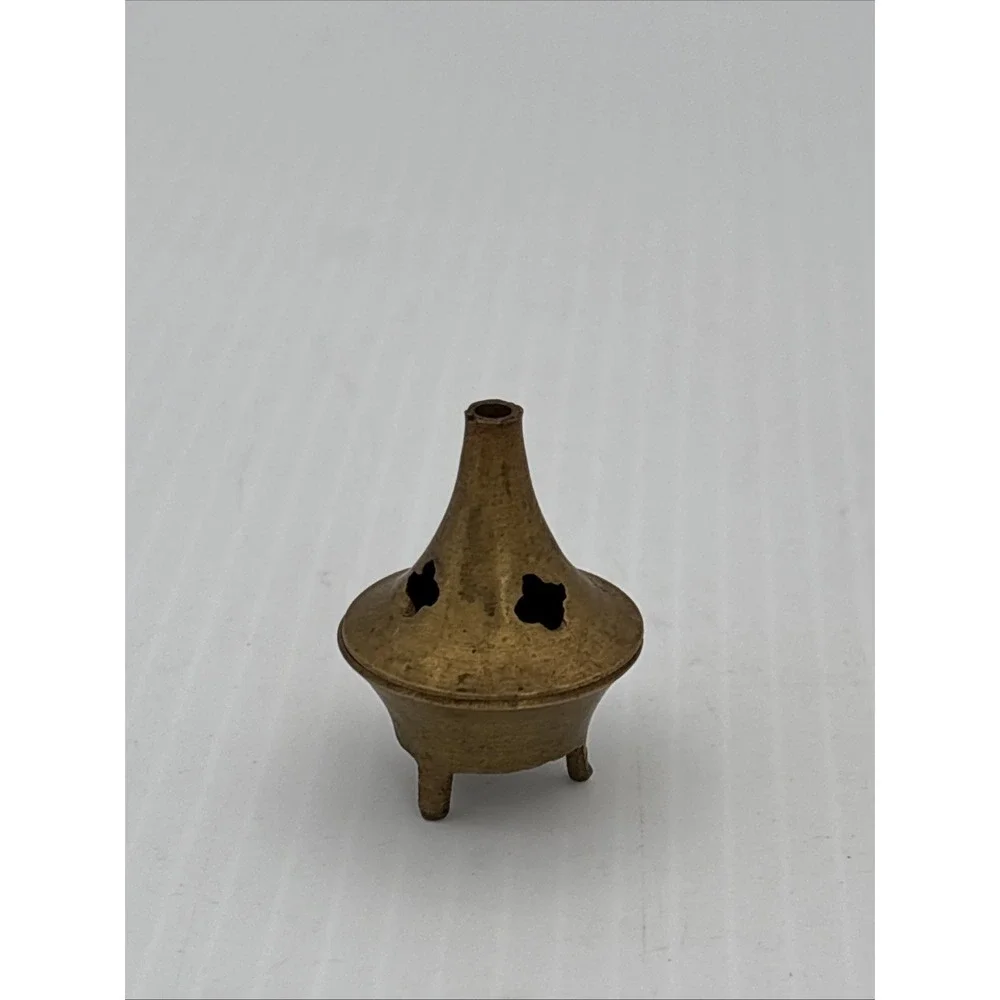Vintage Incense Brass Temple Cone Burning Chimney w/ Feet